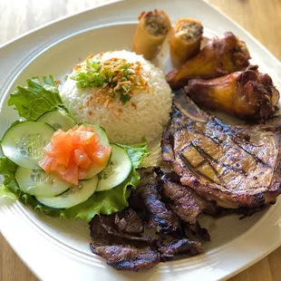 Grilled pork rice plate