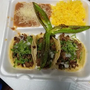 3 shell asada taco plate