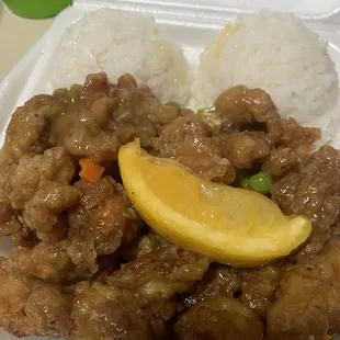 Orange chicken $13.99 + tax =$15.40