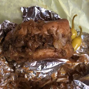 a piece of meat wrapped in foil