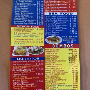 Menu (be careful price in person is not the same as they charge you on the receipt) cheaper on the window. 9/2022