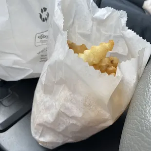 Large order of fries with burger