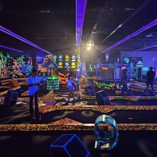 Inside the glowing mini golf! Stunning course! So much fun