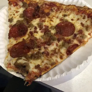 Meat pizza slice