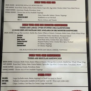 a menu for a restaurant