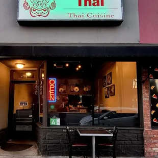 the entrance to the restaurant