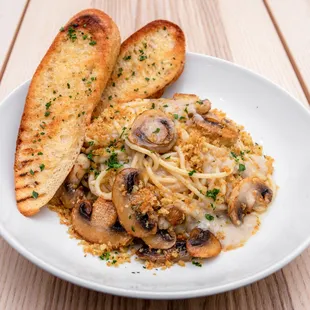 a plate of food with bread