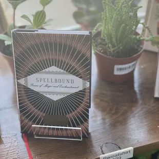 Beautiful plants intertwined with book displays.