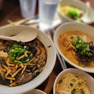 Black garlic oil noodles and tonkotsu ramen