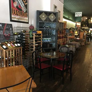 the inside of a wine shop