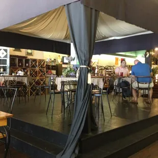 Seating in the center of the store/restaurant