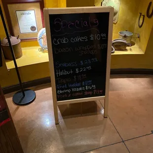 a menu board