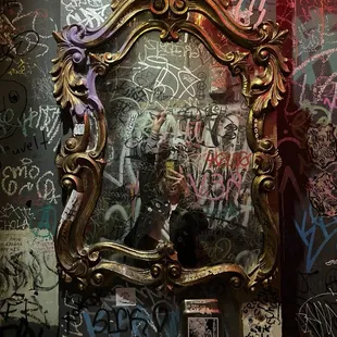 cool graffitied bathroom