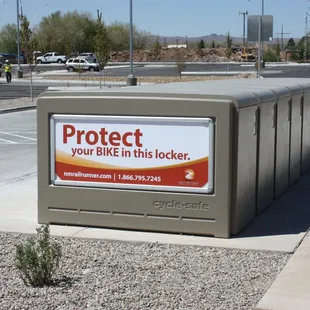 Bicycle lockers at the Montaño Rail Runner Station available to rent