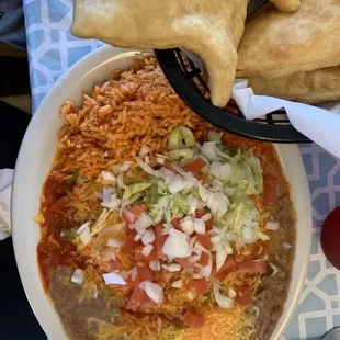 Cheese enchilada plate with sopaipilla