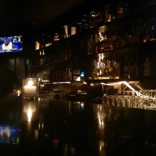 a view of the bar at night