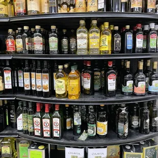 a display of liquor bottles