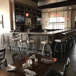 Empty dining room during Lunch on a Monday.