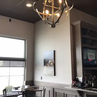 Empty dining room during Lunch on a Monday.