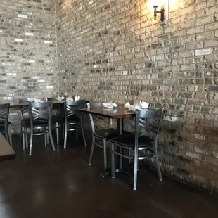Empty dining room during Lunch on a Monday.