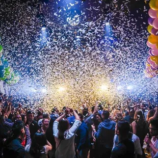 confetti falling from the ceiling