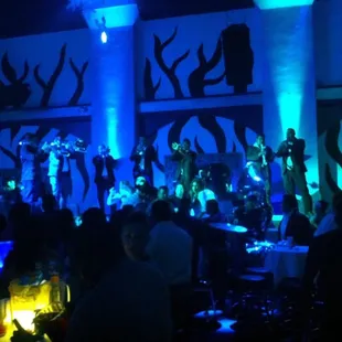 a band performing on stage