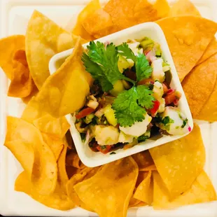 Fish Ceviche with fresh tortilla chips