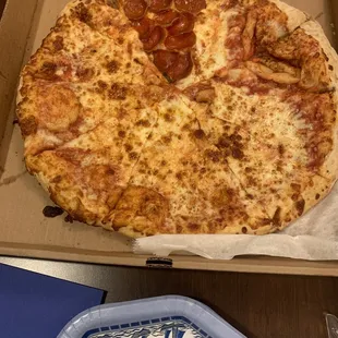 Monte Cellos version of a half pepperoni pizza.