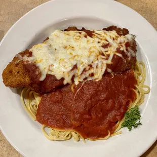Chicken parmesan with pasta