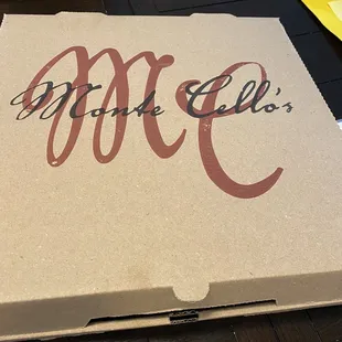 a pizza box on a table