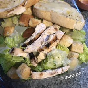 That's the amount of chicken on a $15 salad! What a joke!