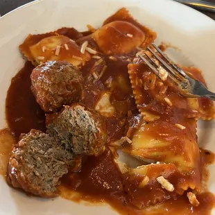 ravioli and meatballs