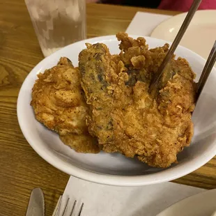 Fried chicken.....it was pretty dry
