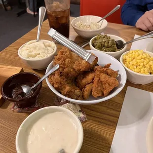 Family style meal.