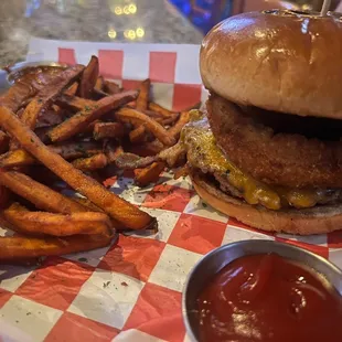 Texas two step and sweet potato fries