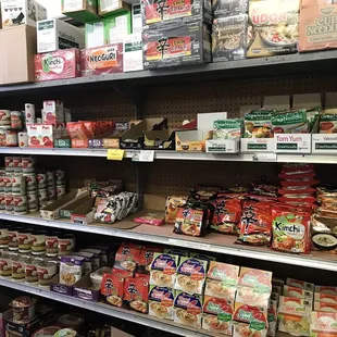 shelves of food