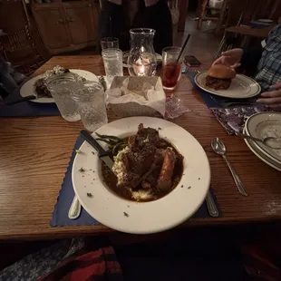 Bison short rib, clam chowder, pulled pork sandwich, ribeye steaks.