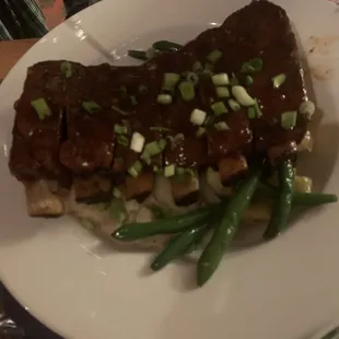 Slow cooked smoked pork ribs