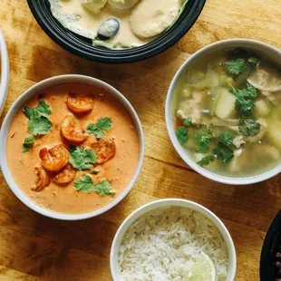 a variety of dishes of food