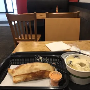 Empanada and potato salad