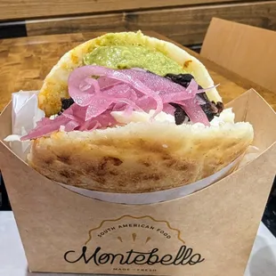 Delicious chicken arepa