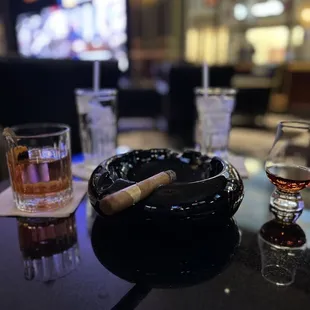 Old fashioned, a cigar and a straight pour of old forester single barrel.