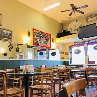 tables and chairs in a restaurant