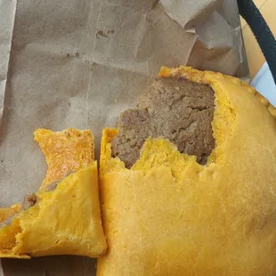 Jamaican beef patty- lots of filling