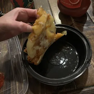 Melted slab of "cheese" in a grease pool