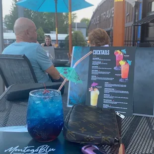 Cocktail menu with blue horizon cocktail