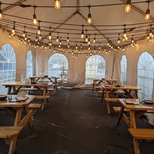 Covered, outdoor seating