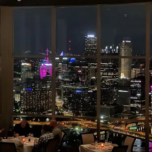 This is the night view over the restaurant to the Pittsburgh city downtown