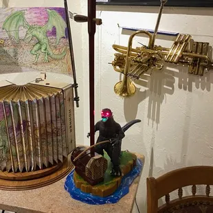 One of the studio stores, where musical instruments are recycled into novel art