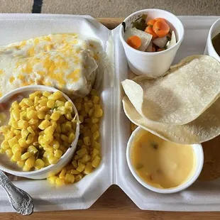 Meal with the set ups.